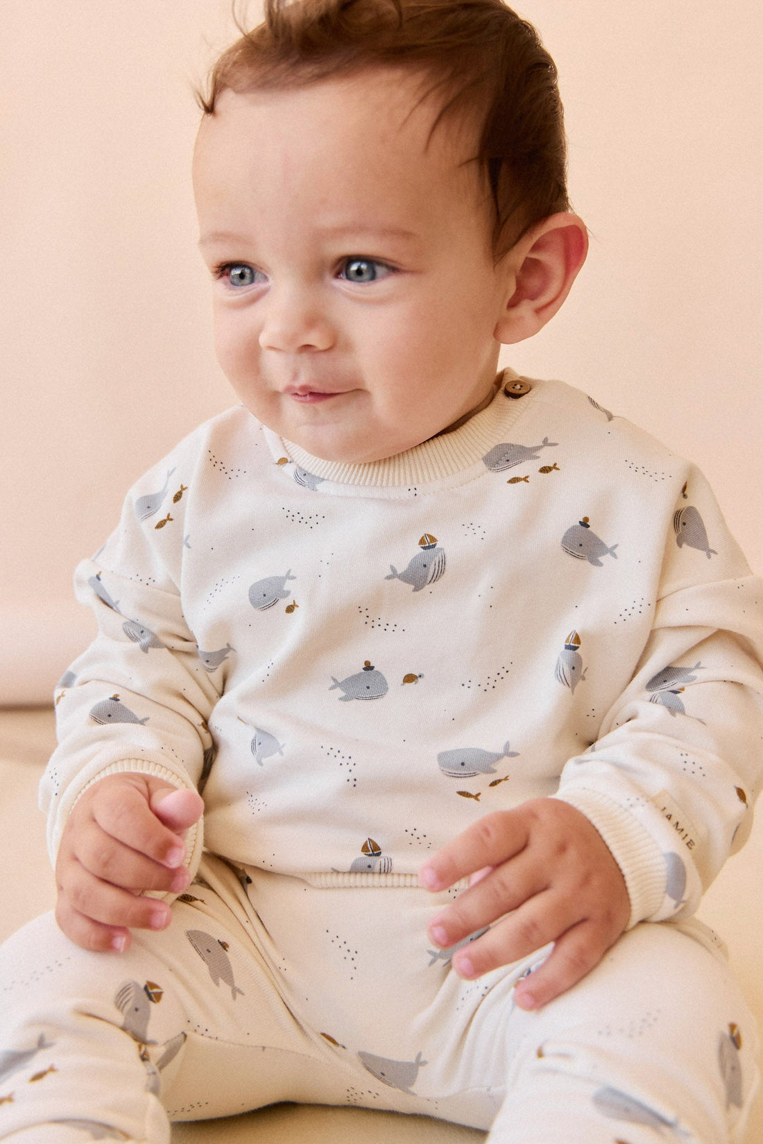 Organic Cotton Morgan Track Pant - Cloud Whales Childrens Pant from Jamie Kay Australia