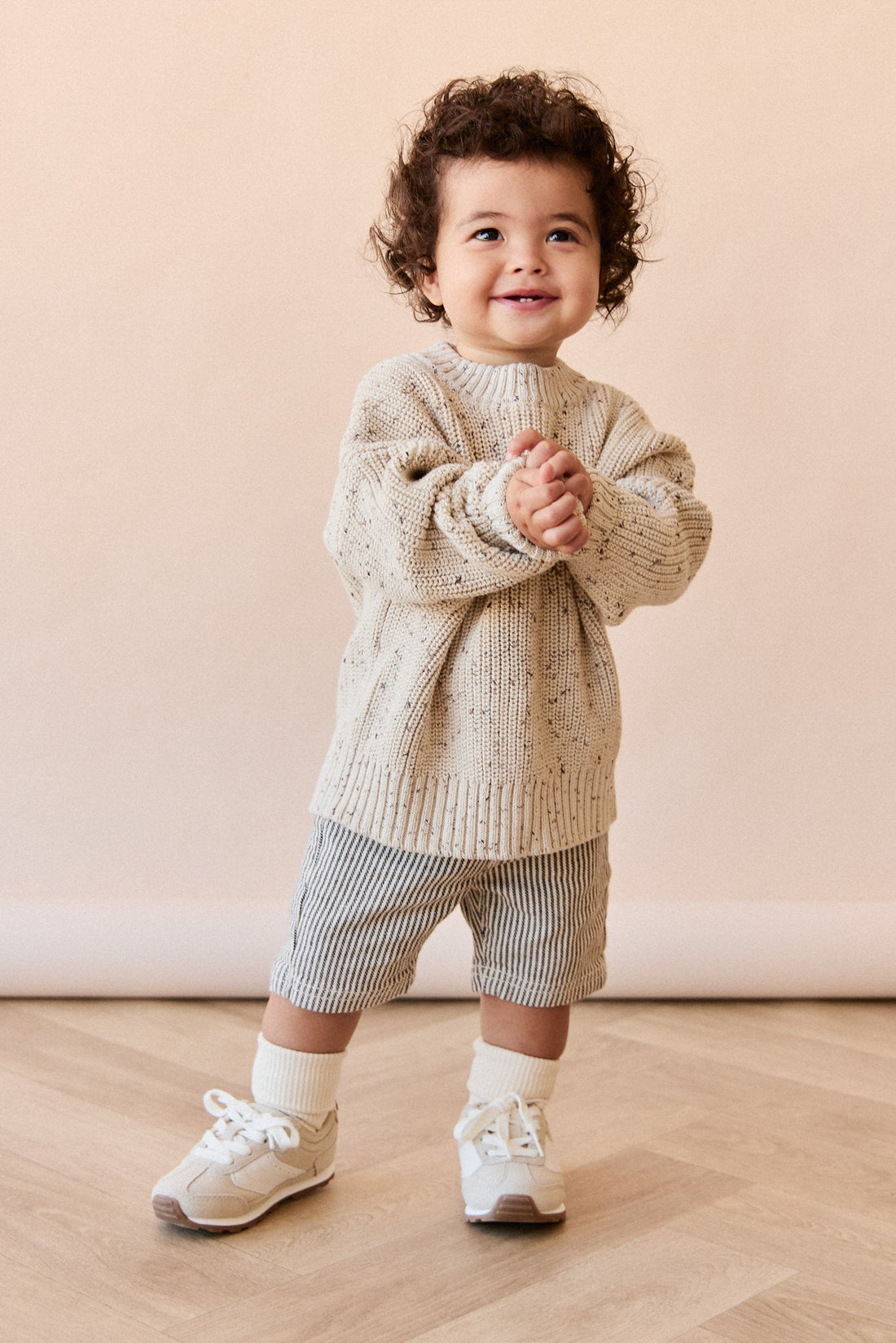 Johan Knit Jumper - Buff Fleck Childrens Jumper from Jamie Kay Australia