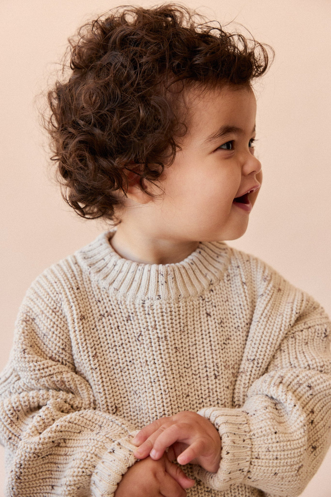 Johan Knit Jumper - Buff Fleck Childrens Jumper from Jamie Kay Australia