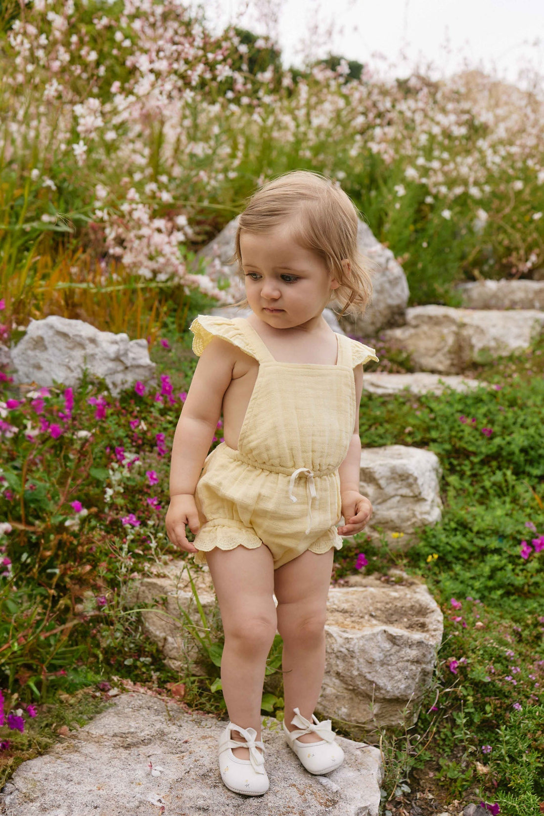 Organic Cotton Muslin Luciana Playsuit - Sunshine Childrens Playsuit from Jamie Kay Australia
