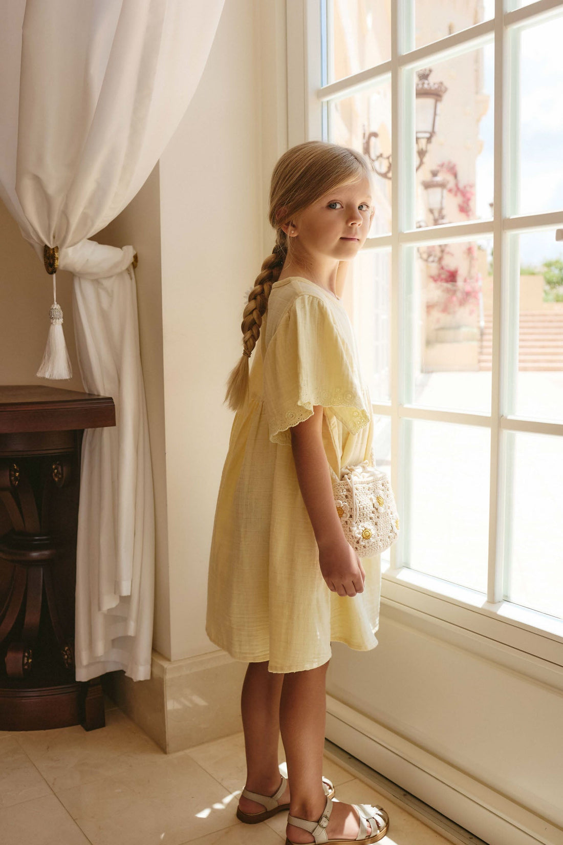 Organic Cotton Muslin Phillipa Dress - Sunshine Childrens Dress from Jamie Kay Australia