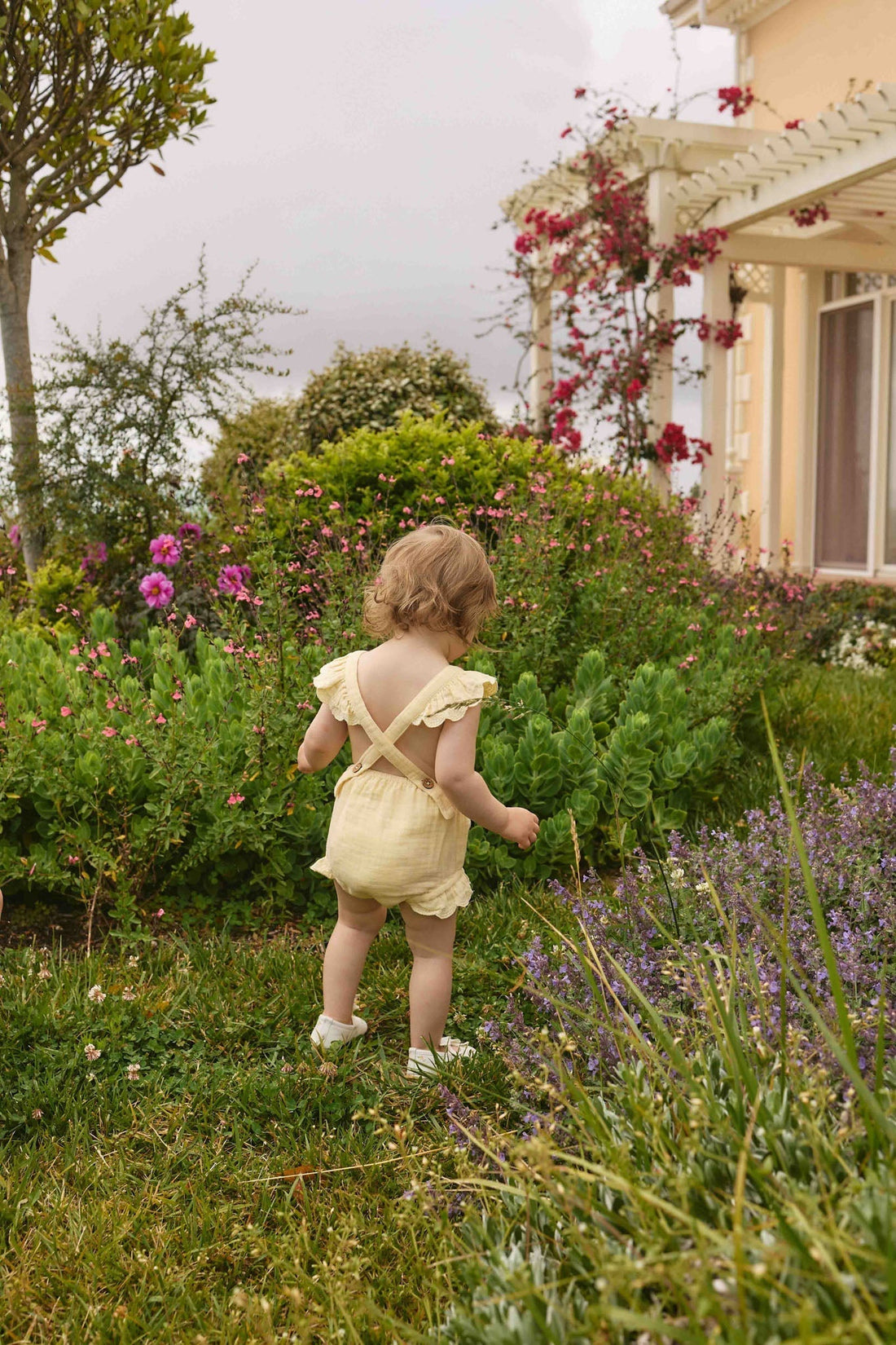 Organic Cotton Muslin Luciana Playsuit - Sunshine Childrens Playsuit from Jamie Kay Australia