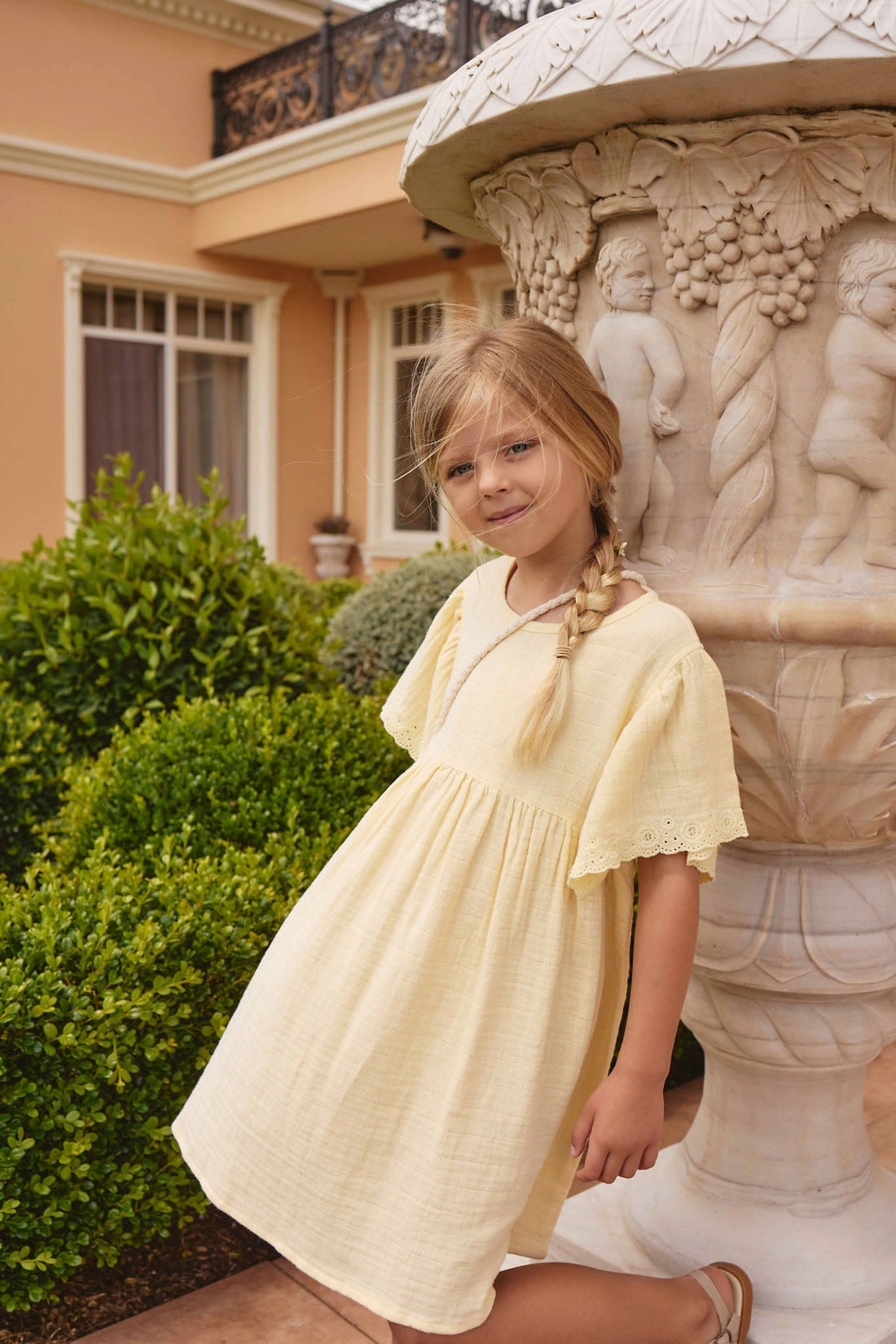 Organic Cotton Muslin Phillipa Dress - Sunshine Childrens Dress from Jamie Kay Australia