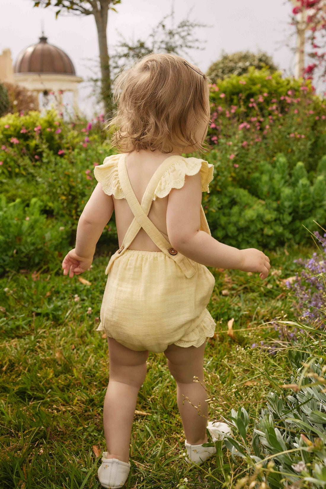 Organic Cotton Muslin Luciana Playsuit - Sunshine Childrens Playsuit from Jamie Kay Australia