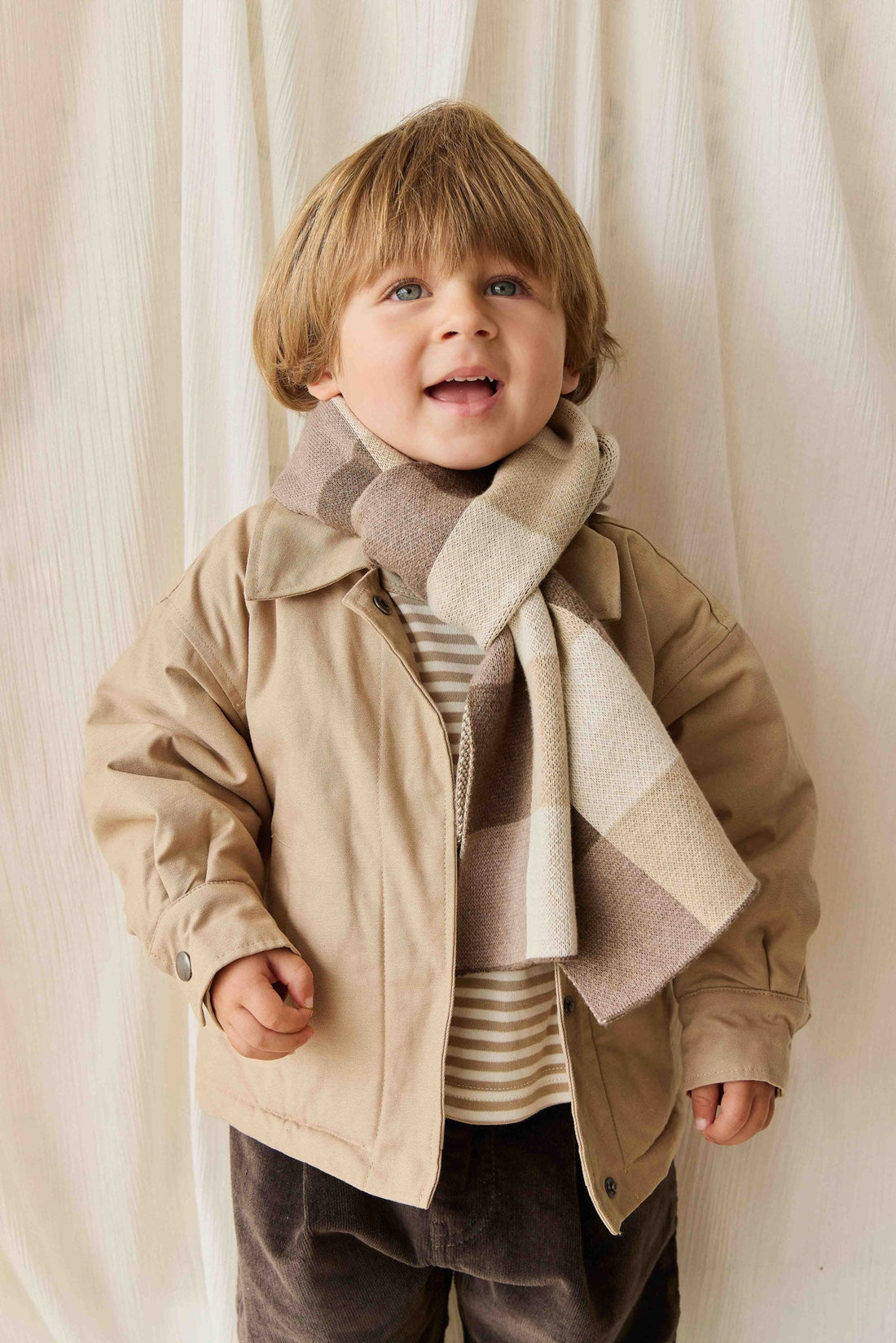 Checkered Scarf - Brioche Childrens Scarf from Jamie Kay Australia