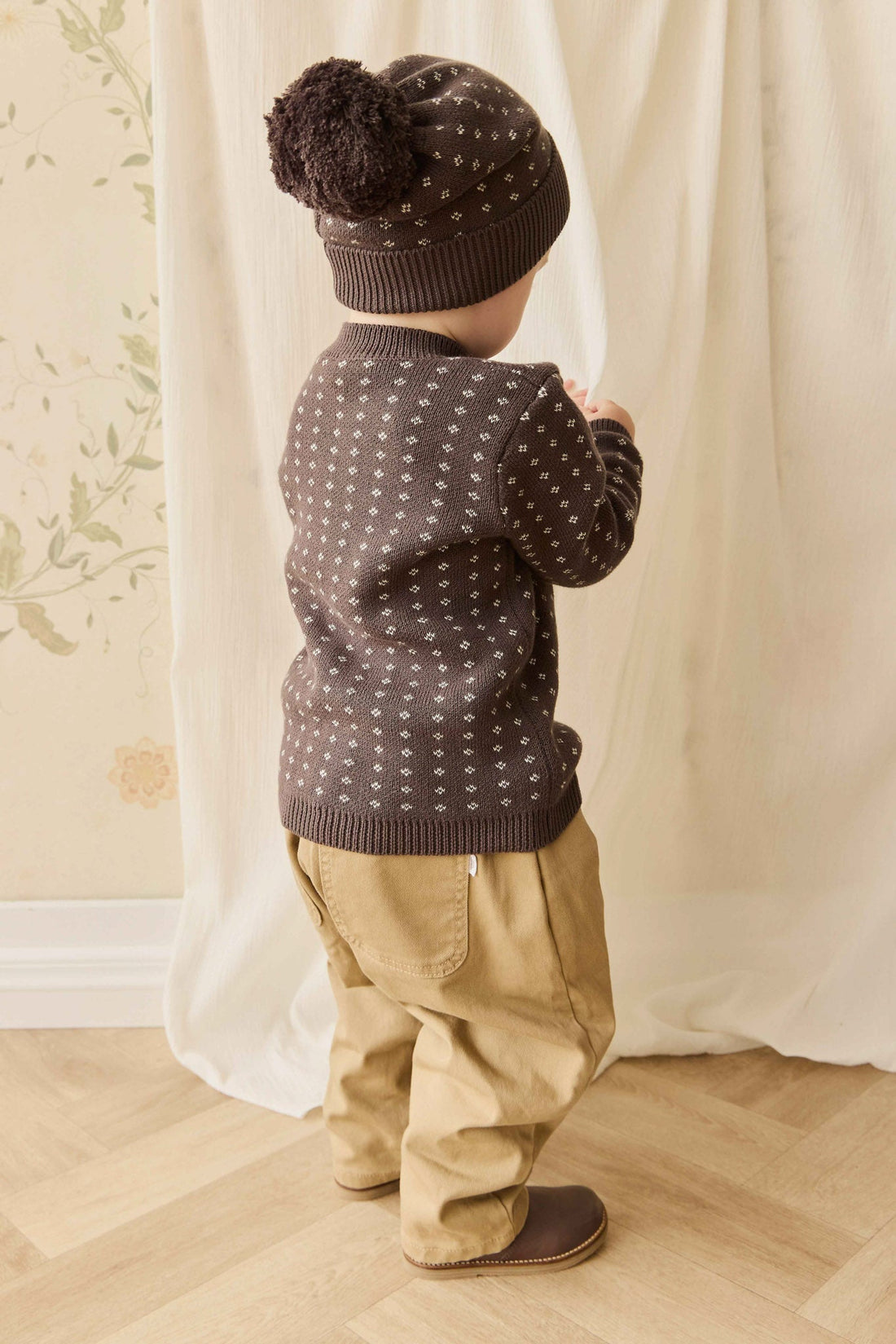 Dorian Jumper - Knitted Diamonds Coffee Childrens Jumper from Jamie Kay Australia