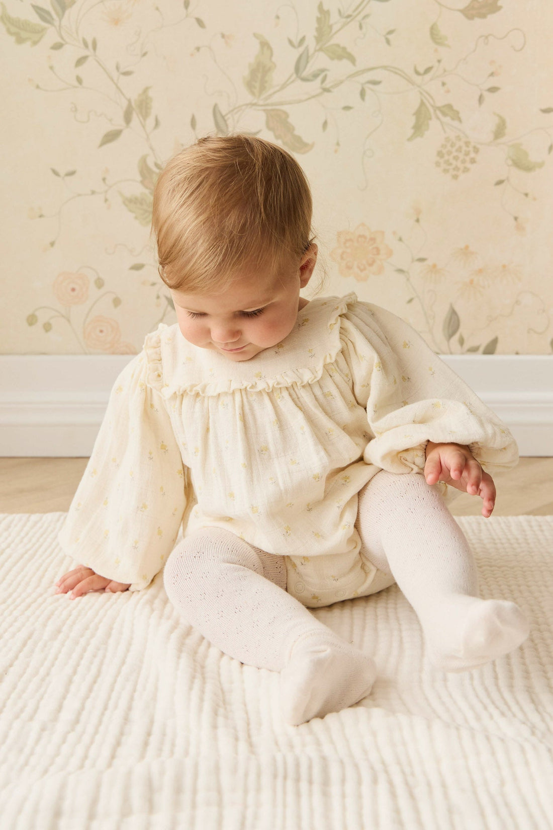 Organic Cotton Muslin Frances Playsuit - Vintage Ditsy Childrens Playsuit from Jamie Kay Australia
