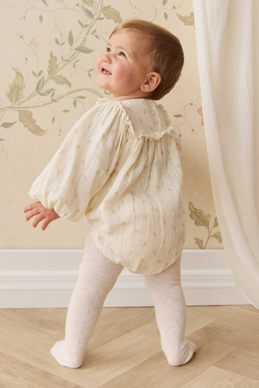 Organic Cotton Muslin Frances Playsuit - Vintage Ditsy Childrens Playsuit from Jamie Kay Australia
