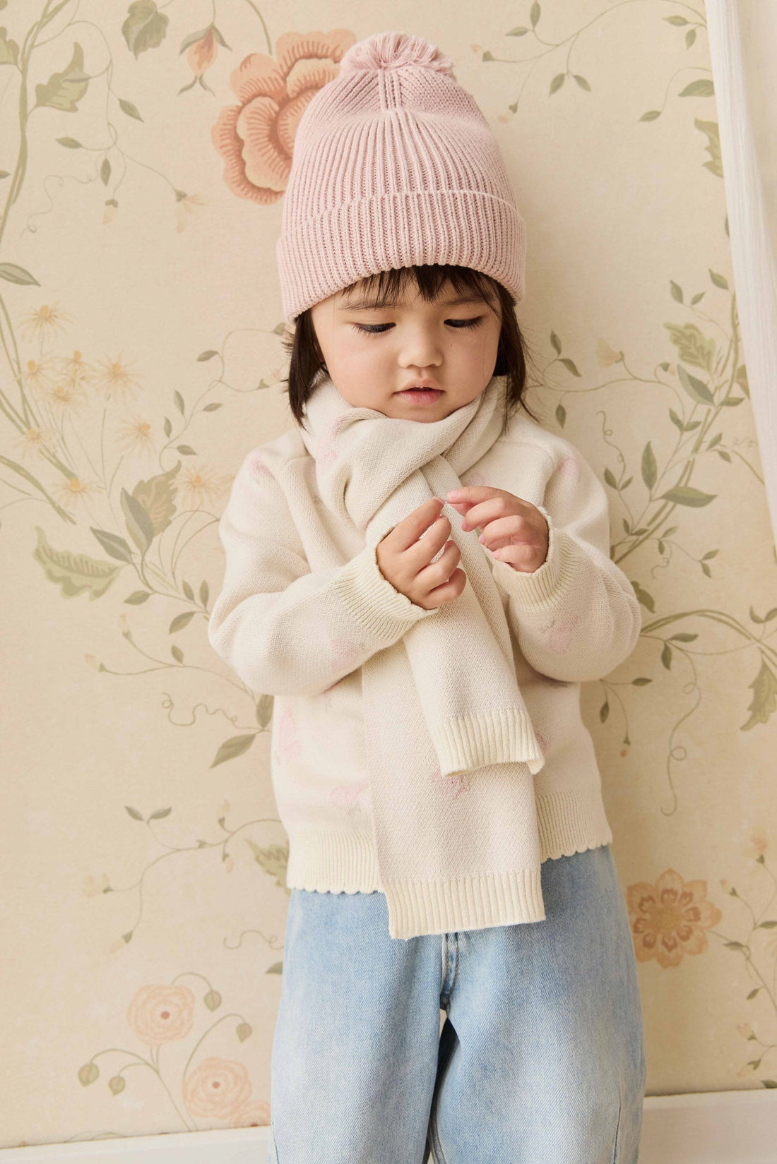Cassie Jacquard Scarf - Egret Childrens Scarf from Jamie Kay Australia