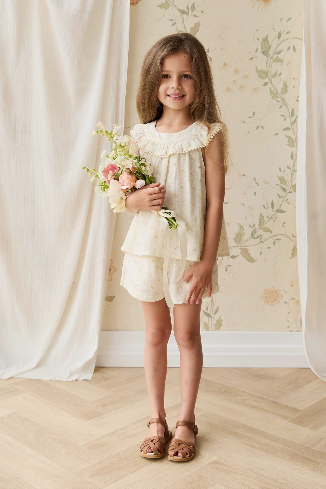 Organic Cotton Muslin Annalise Top - Vintage Ditsy Childrens Top from Jamie Kay Australia