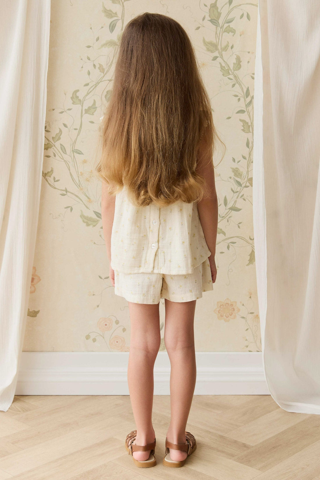 Organic Cotton Muslin Emelia Short - Vintage Ditsy Childrens Short from Jamie Kay Australia