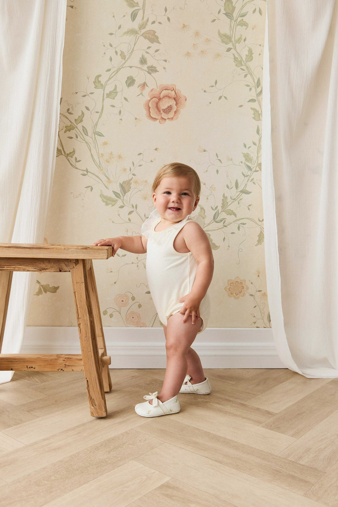 Adalyn Playsuit - Parchment Childrens Playsuit from Jamie Kay Australia