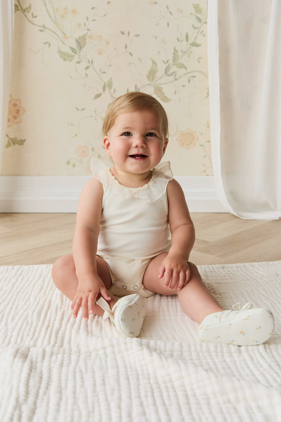 Adalyn Playsuit - Parchment Childrens Playsuit from Jamie Kay Australia