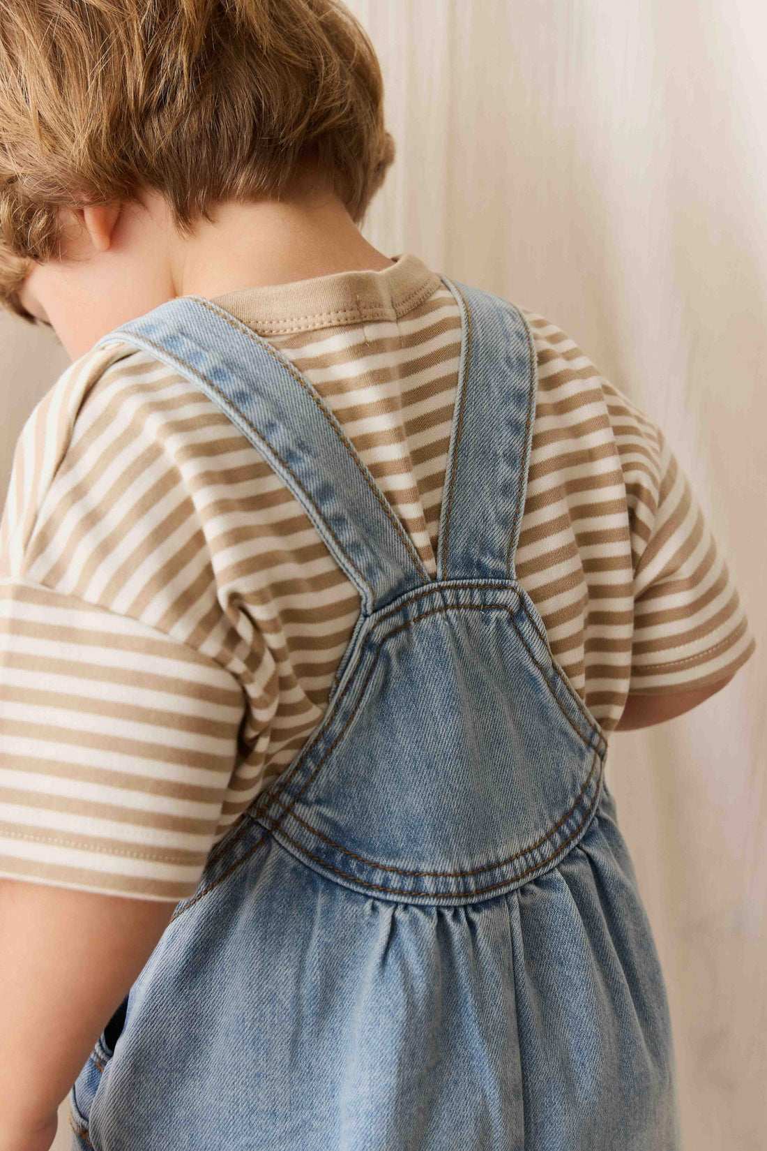 Pima Cotton Wesley Tee - Slim Stripe Brioche/Cloud Childrens Top from Jamie Kay Australia