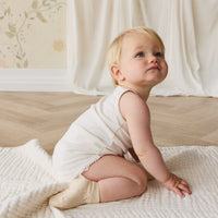 Organic Cotton Modal Singlet Bodysuit - Parchment Childrens Bodysuit from Jamie Kay Australia