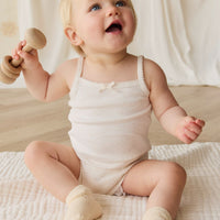 Organic Cotton Modal Singlet Bodysuit - Parchment Childrens Bodysuit from Jamie Kay Australia