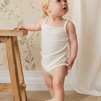 Organic Cotton Modal Singlet Bodysuit - Parchment Childrens Bodysuit from Jamie Kay Australia