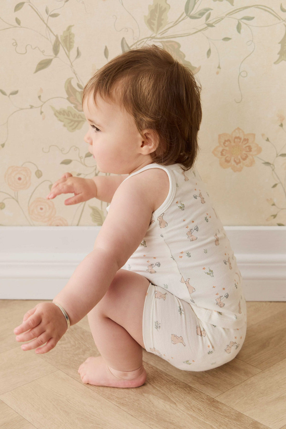 Organic Cotton Jolie Singlet Pyjama Set - Lapin Jardin Crisp Childrens Pyjama from Jamie Kay Australia