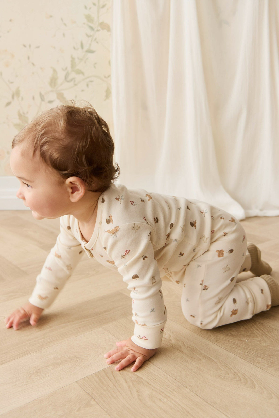 Organic Cotton Reese Zip Onepiece - Forest Gathering Childrens Onepiece from Jamie Kay Australia