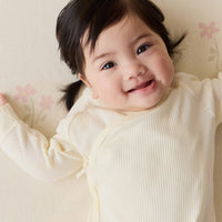 Organic Cotton Modal Marina Long Sleeve Bodysuit - Parchment Childrens Bodysuit from Jamie Kay Australia