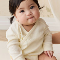 Organic Cotton Modal Marina Long Sleeve Bodysuit - Parchment Childrens Bodysuit from Jamie Kay Australia