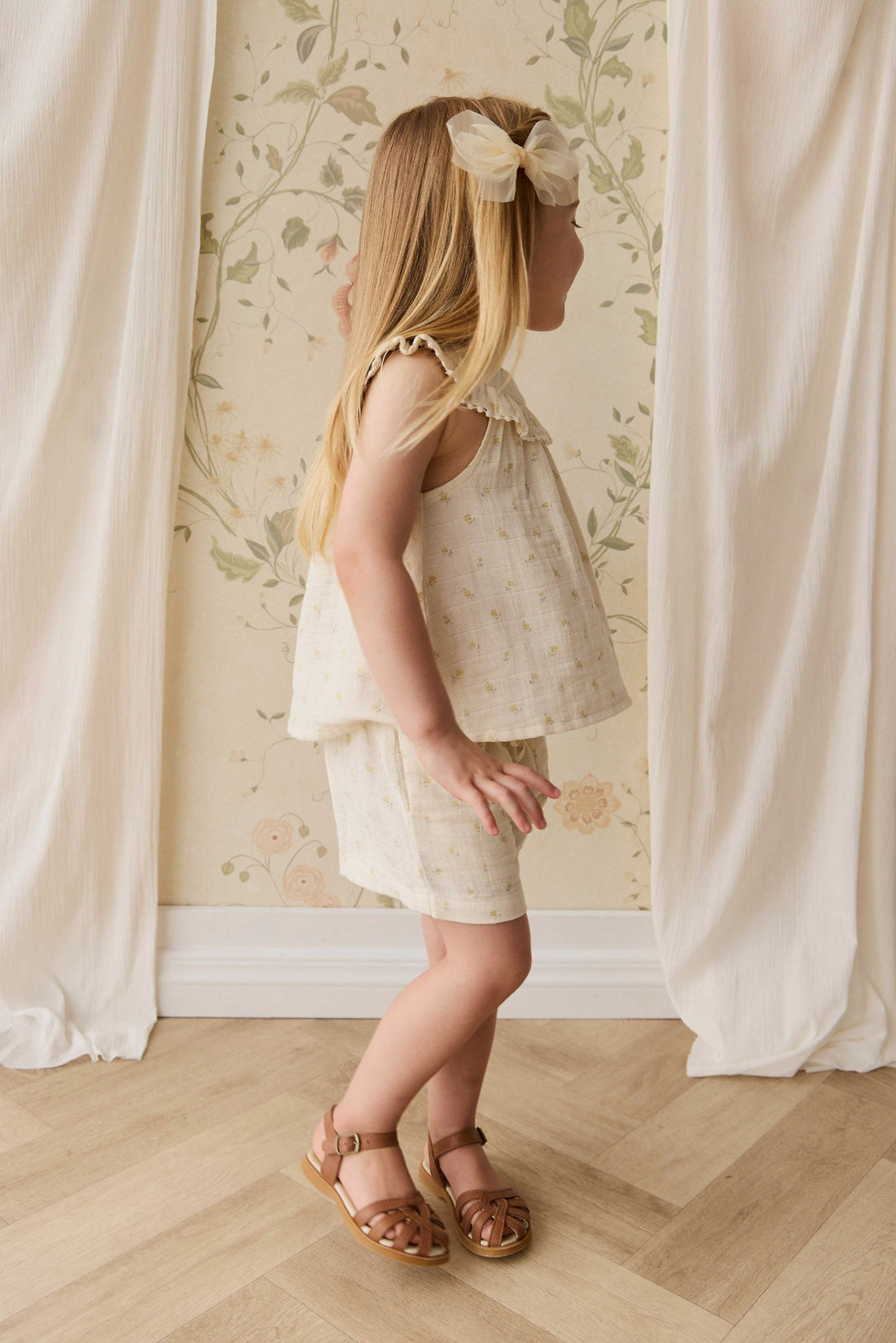 Organic Cotton Muslin Emelia Short - Vintage Ditsy Childrens Short from Jamie Kay Australia