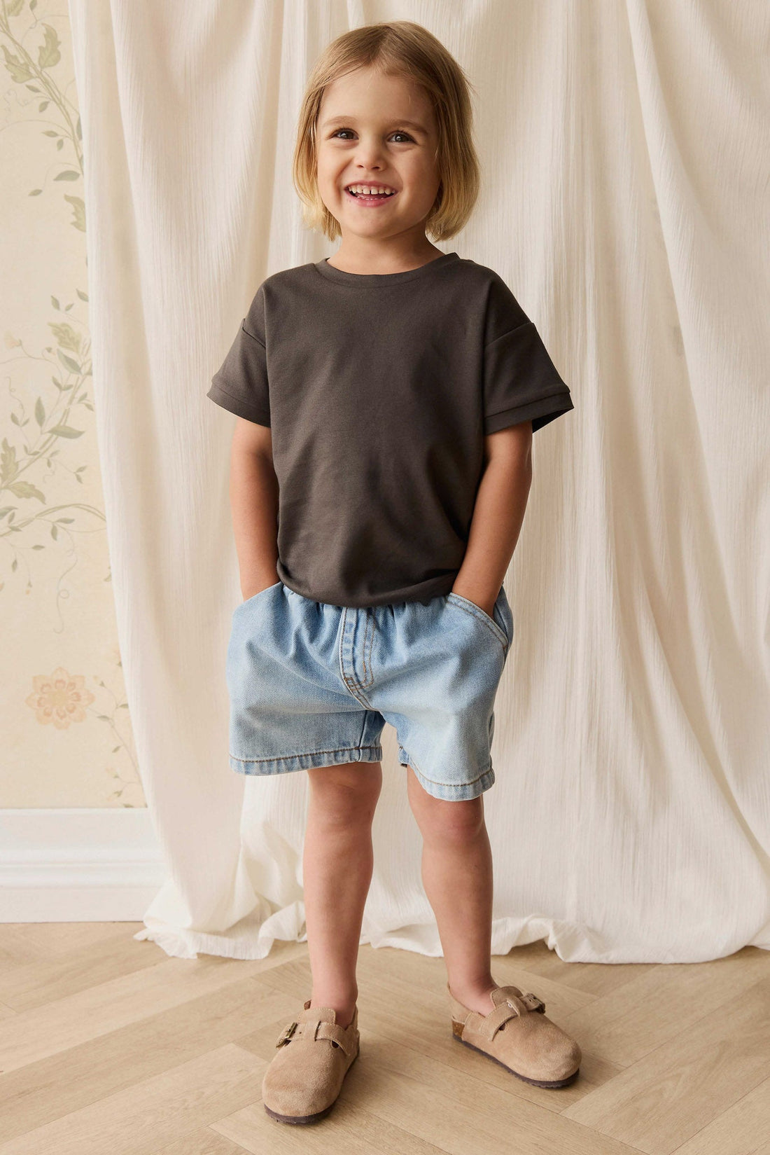 Reid Denim Short - Antique Blue Childrens Short from Jamie Kay Australia