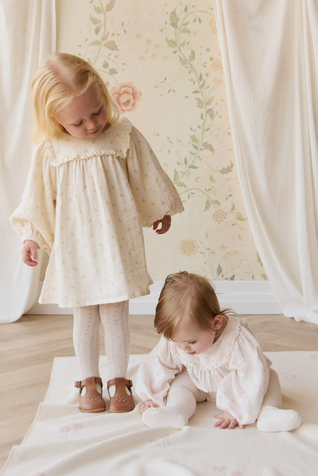 Organic Cotton Muslin Amira Dress - Vintage Ditsy Childrens Dress from Jamie Kay Australia