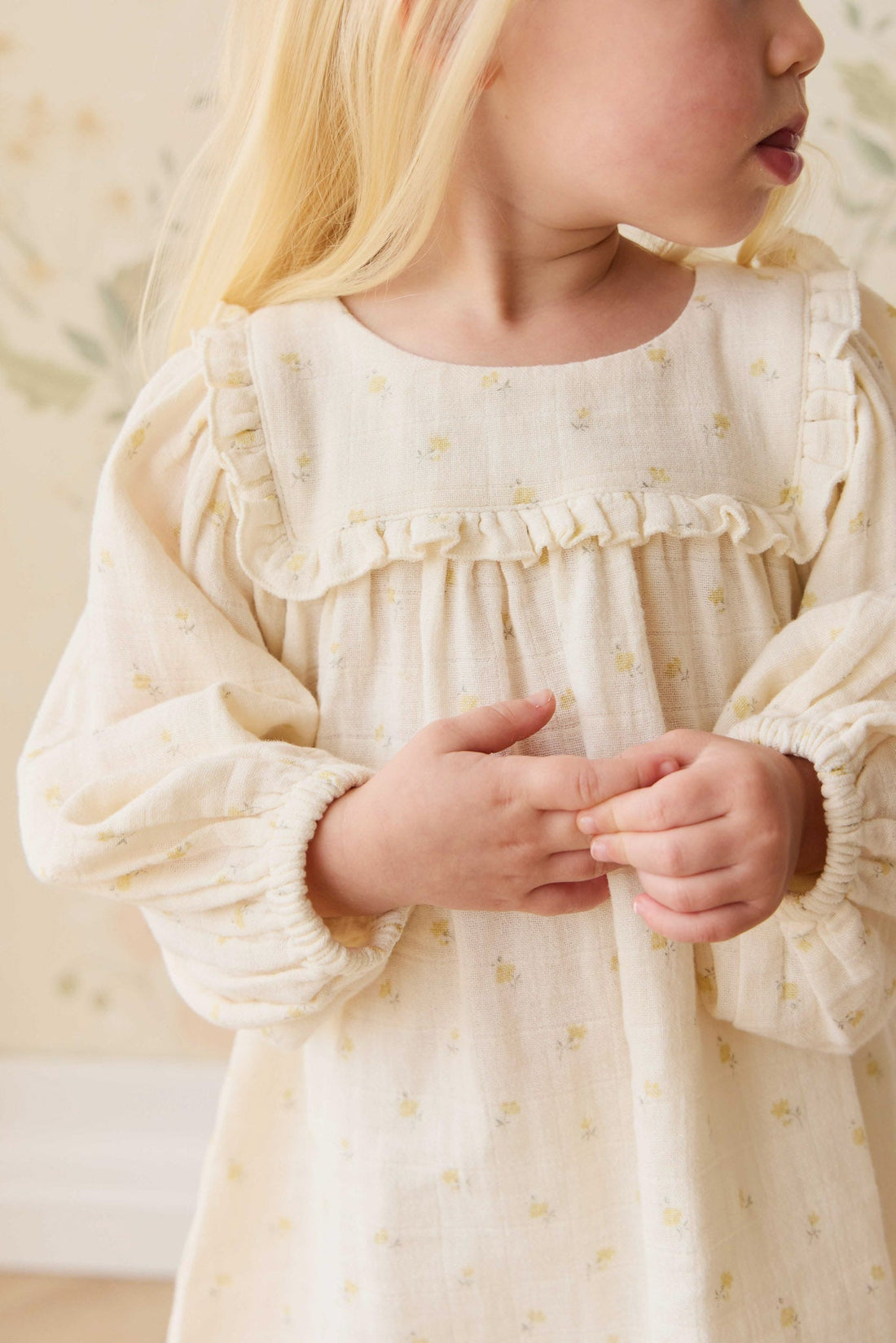 Organic Cotton Muslin Amira Dress - Vintage Ditsy Childrens Dress from Jamie Kay Australia