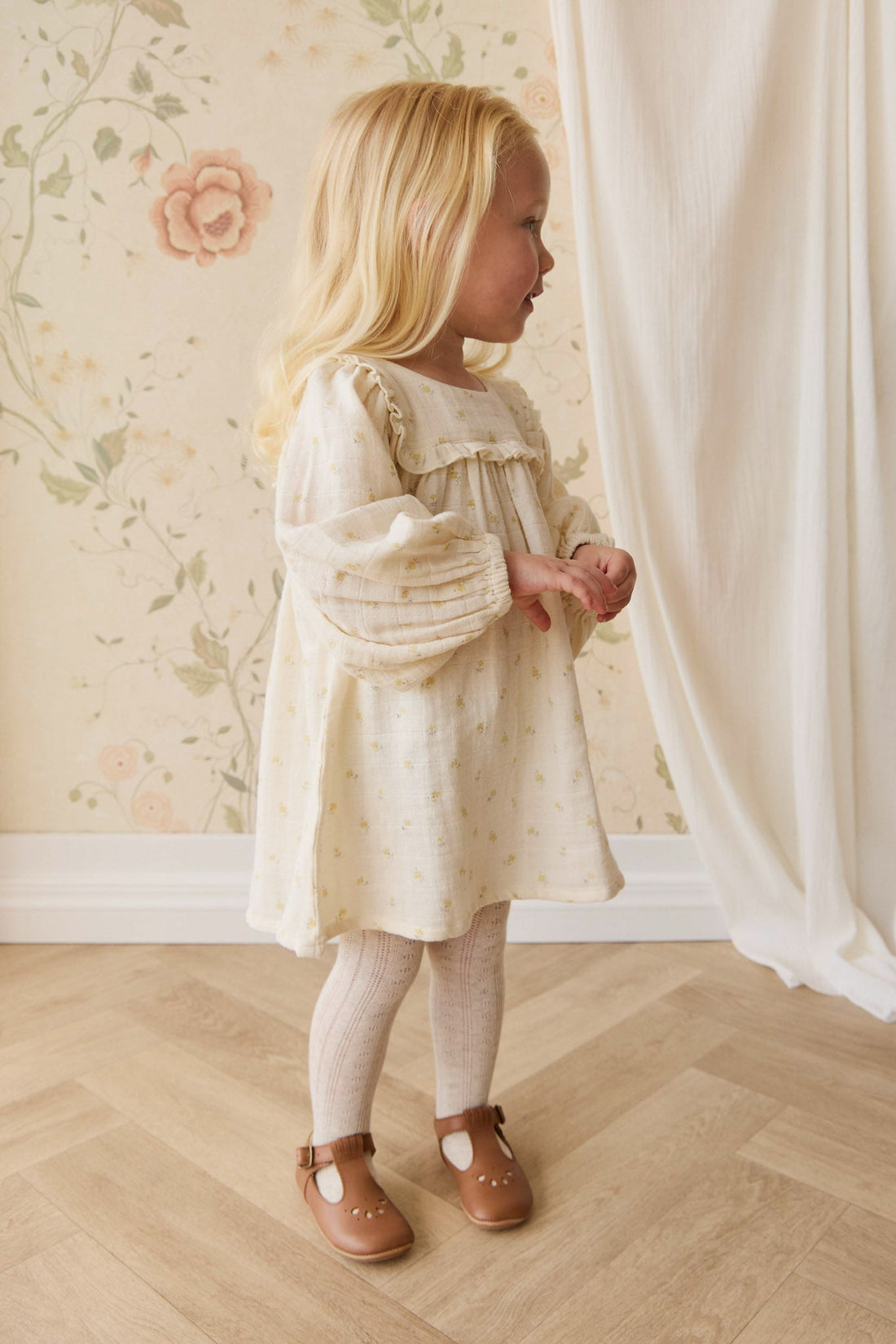 Organic Cotton Muslin Amira Dress - Vintage Ditsy Childrens Dress from Jamie Kay Australia