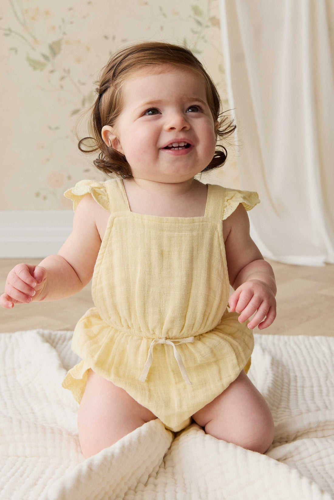 Organic Cotton Muslin Luciana Playsuit - Sunshine Childrens Playsuit from Jamie Kay Australia