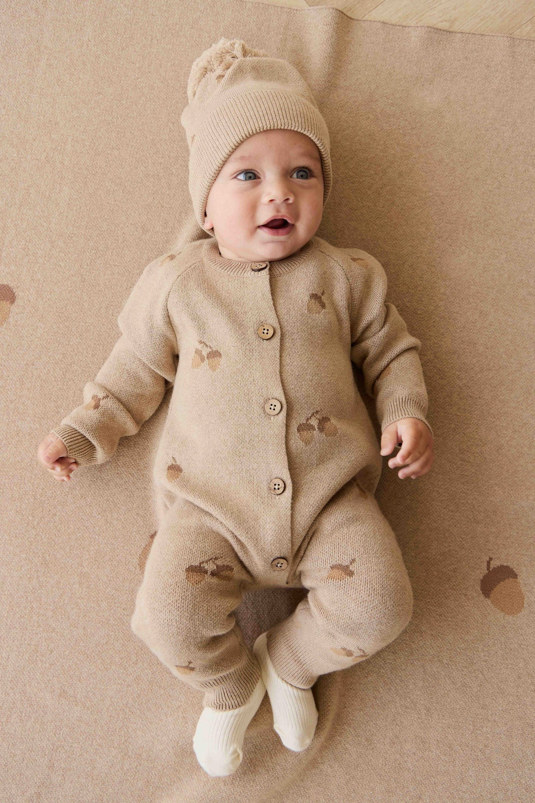 Easton Onepiece - Forest Acorns Cashew Marle Childrens Onepiece from Jamie Kay Australia