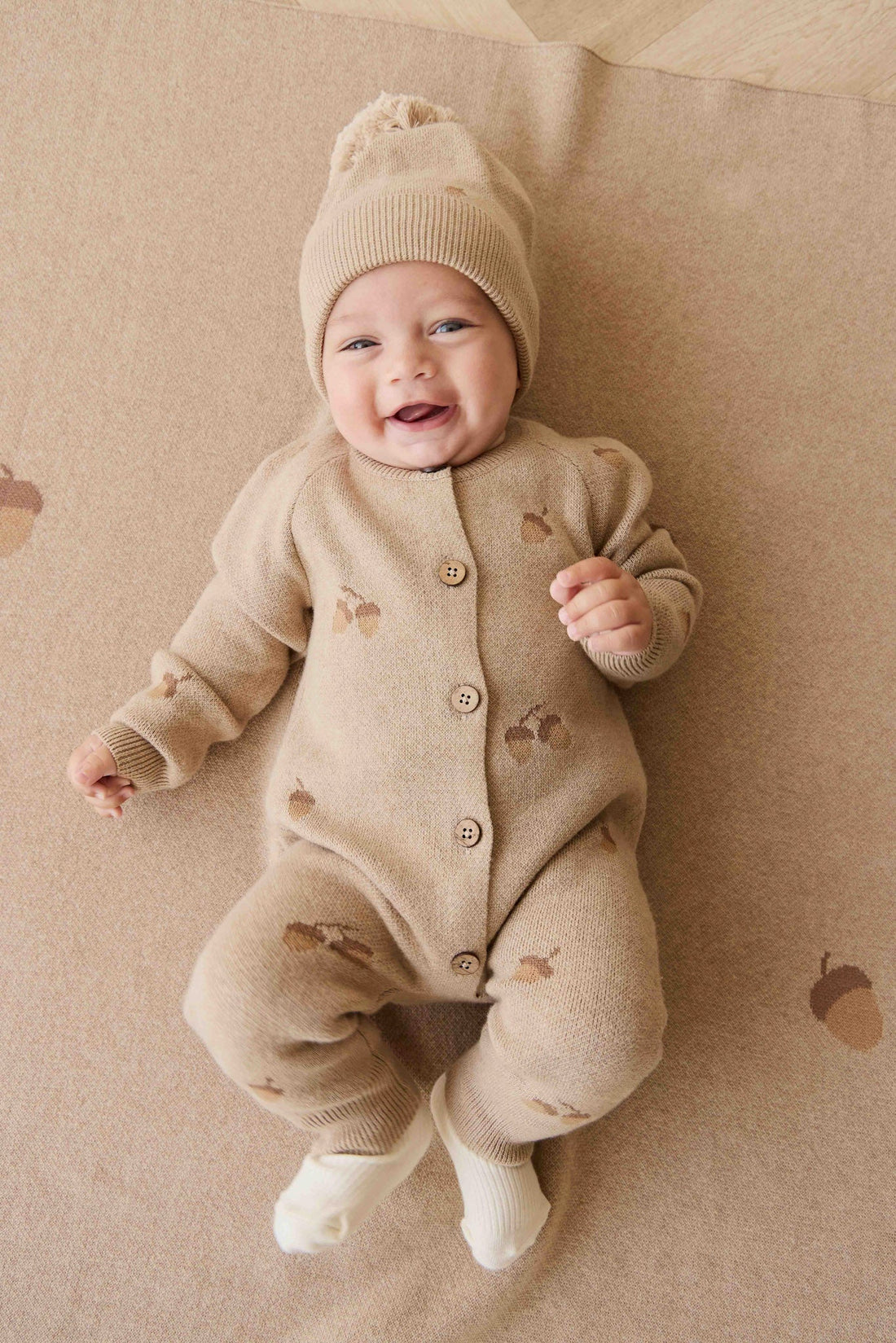 Easton Onepiece - Forest Acorns Cashew Marle Childrens Onepiece from Jamie Kay Australia
