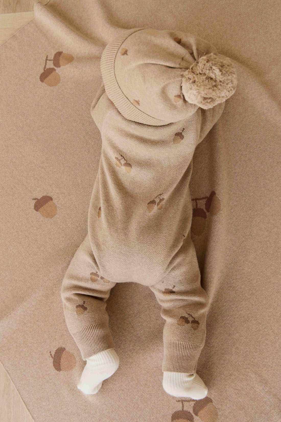 Easton Hat - Forest Acorns Cashew Marle Childrens Beanie from Jamie Kay Australia