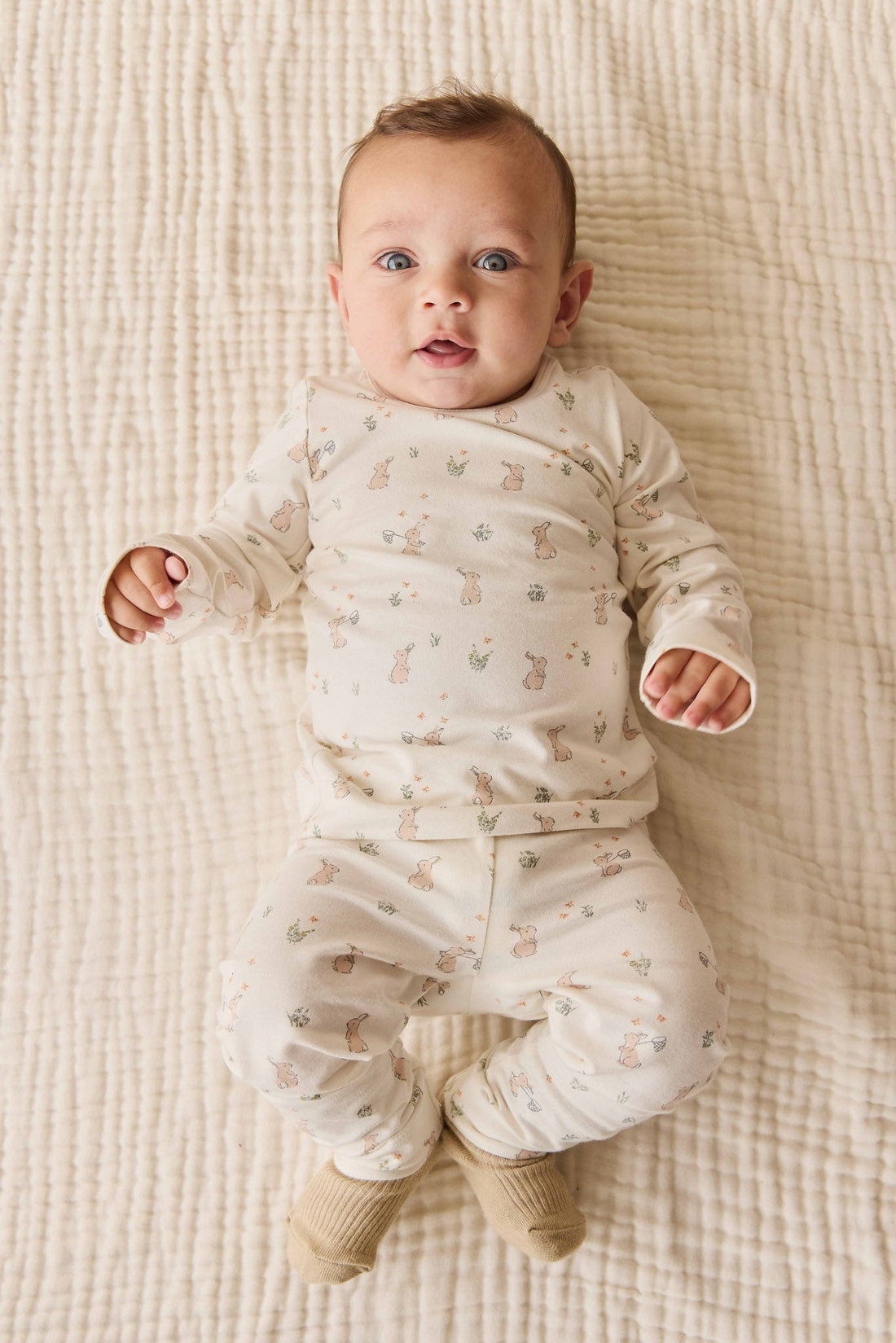 Organic Cotton Baker Long Sleeve Pyjama Set - Lapin Jardin Crisp Childrens Pyjama from Jamie Kay Australia