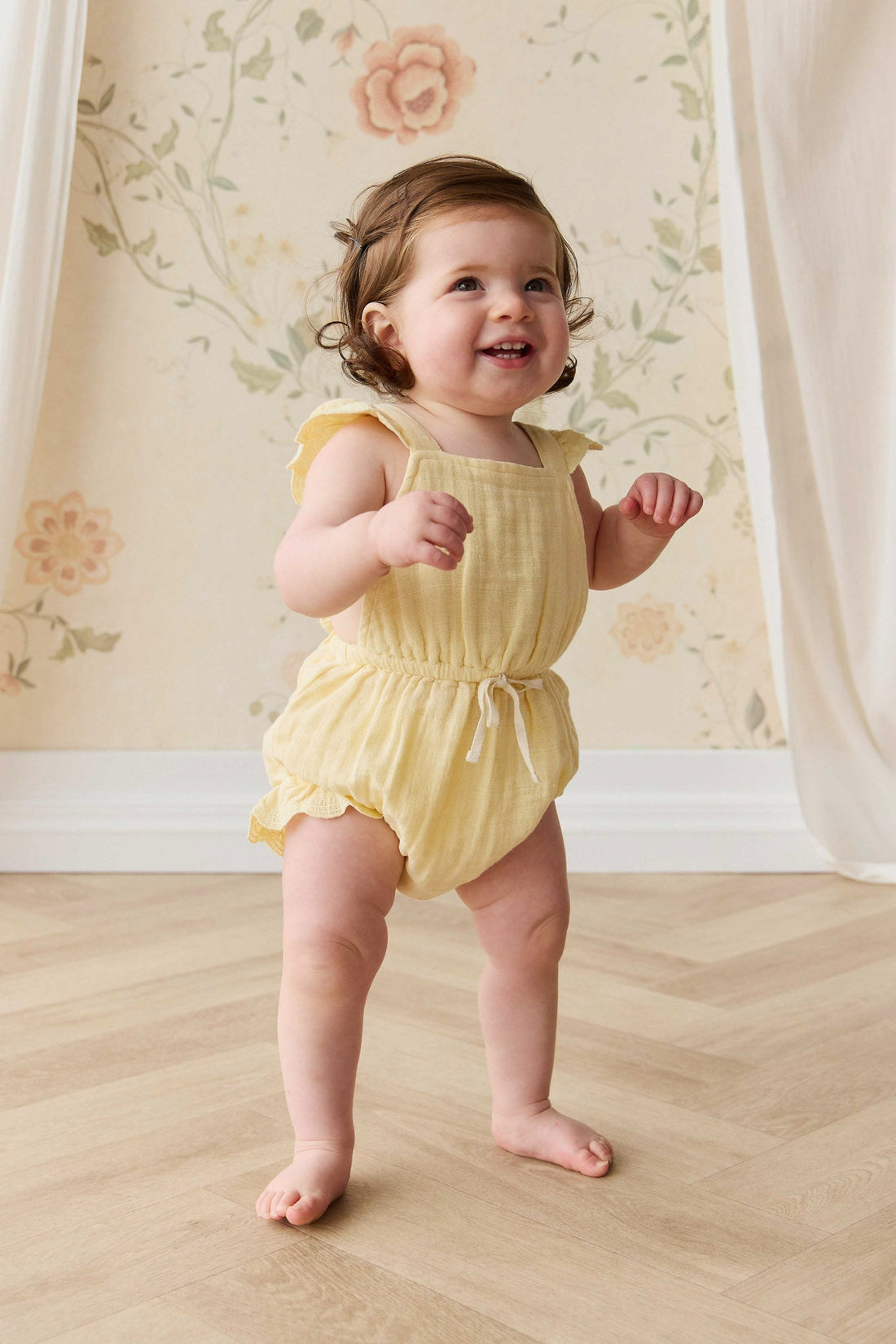 Organic Cotton Muslin Luciana Playsuit - Sunshine Childrens Playsuit from Jamie Kay Australia