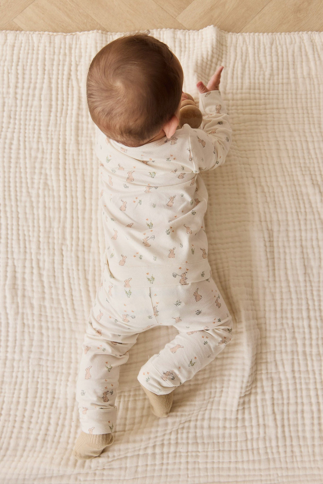 Organic Cotton Baker Long Sleeve Pyjama Set - Lapin Jardin Crisp Childrens Pyjama from Jamie Kay Australia