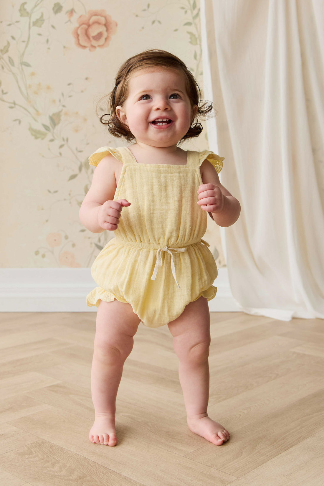 Organic Cotton Muslin Luciana Playsuit - Sunshine Childrens Playsuit from Jamie Kay Australia