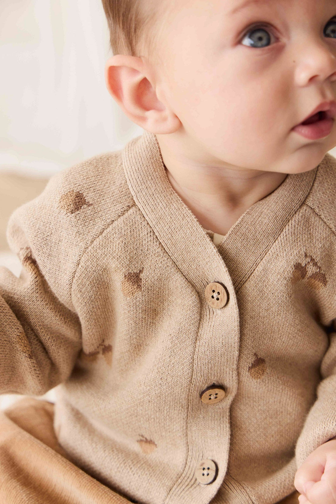 Easton Cardigan - Forest Acorns Cashew Marle Childrens Cardigan from Jamie Kay Australia