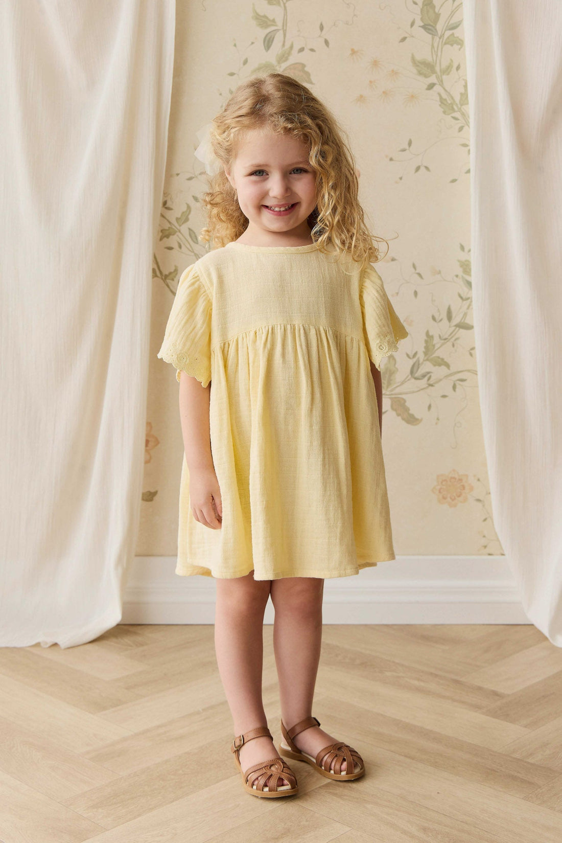 Organic Cotton Muslin Phillipa Dress - Sunshine Childrens Dress from Jamie Kay Australia