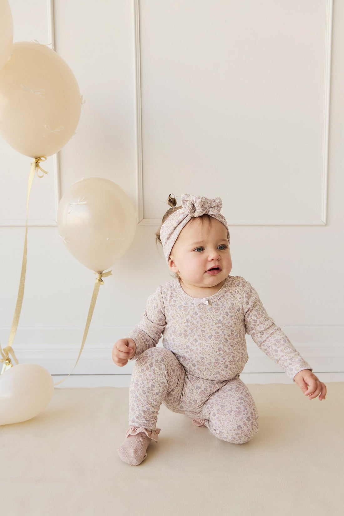 Organic Cotton Everyday Legging - Amber Floral Lilac Ash Childrens Legging from Jamie Kay Australia