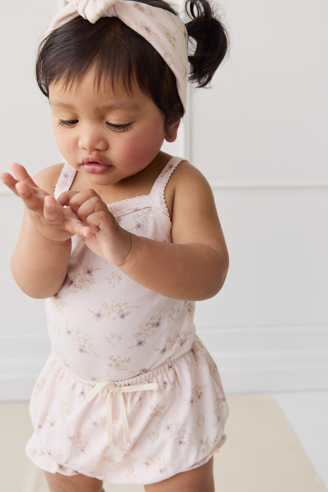 Organic Cotton Bridget Singlet Bodysuit - Sweet Pea Floral Childrens Singlet Bodysuit from Jamie Kay Australia