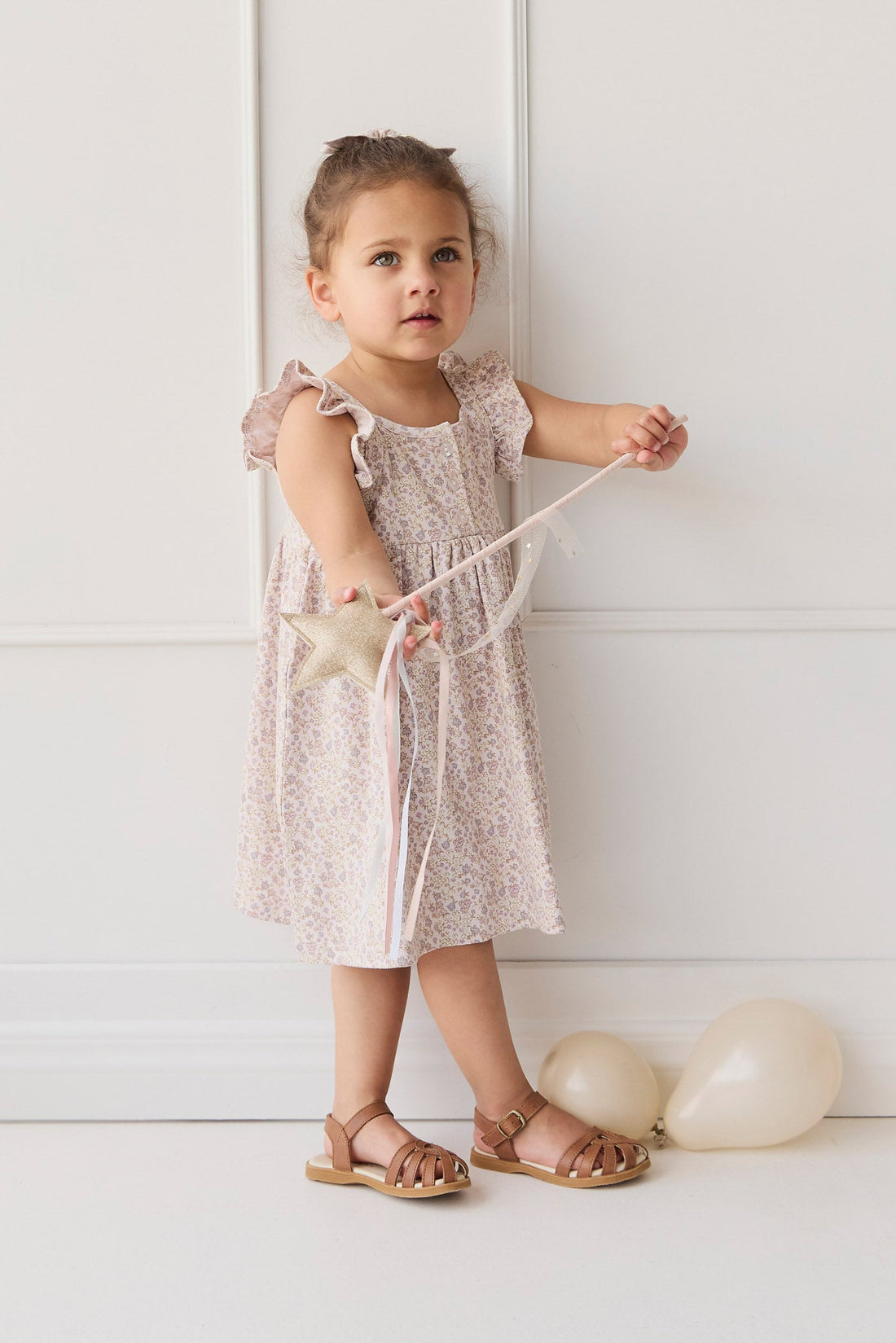 Organic Cotton Sienna Dress - Amber Floral Lilac Ash Childrens Dress from Jamie Kay Australia