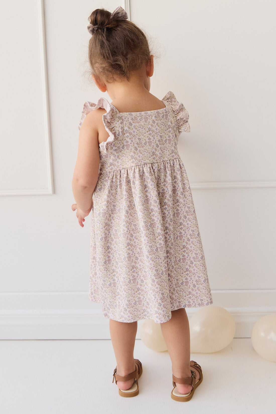 Organic Cotton Sienna Dress - Amber Floral Lilac Ash Childrens Dress from Jamie Kay Australia