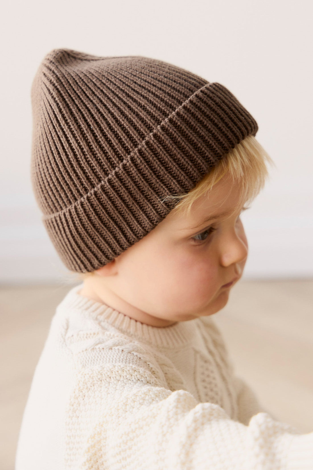 Leon Knitted Beanie - Espresso Childrens Beanie from Jamie Kay Australia