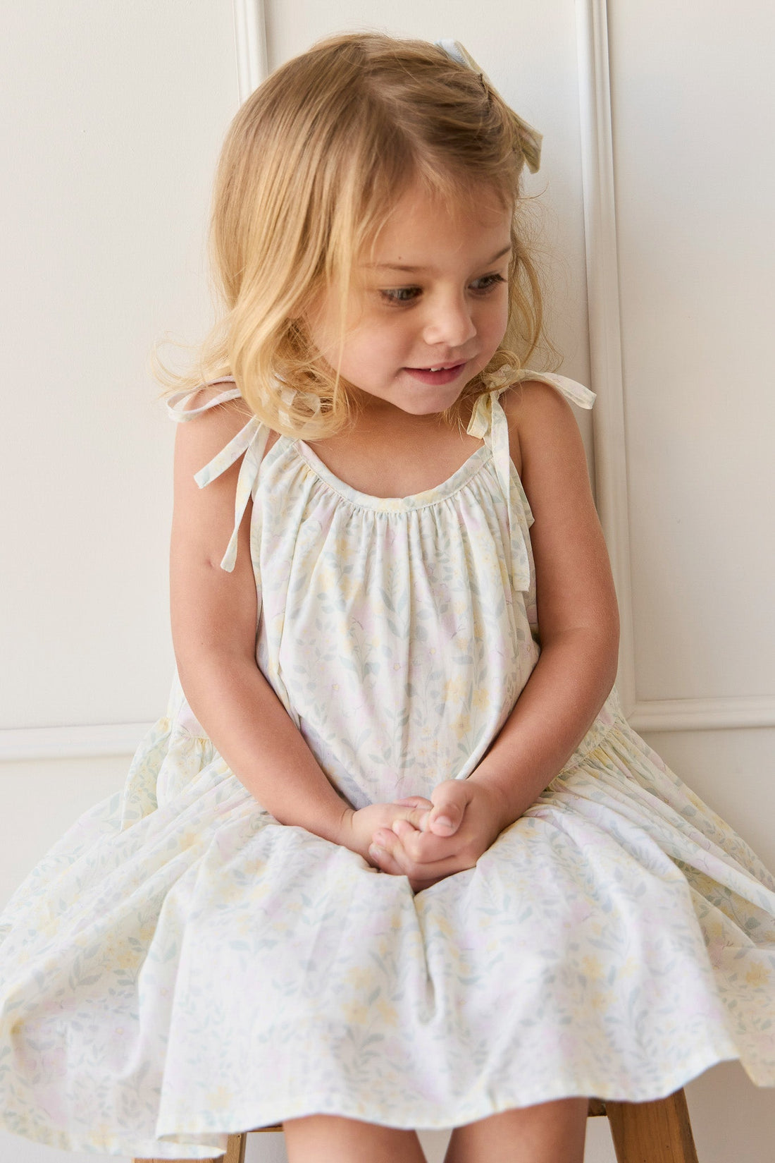 Organic Cotton Winnie Dress - Daphne Egret Childrens Dress from Jamie Kay Australia