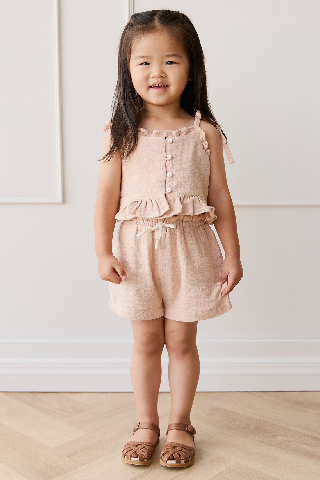 Organic Cotton Muslin Elodie Short - Chalky Pink Childrens Short from Jamie Kay Australia