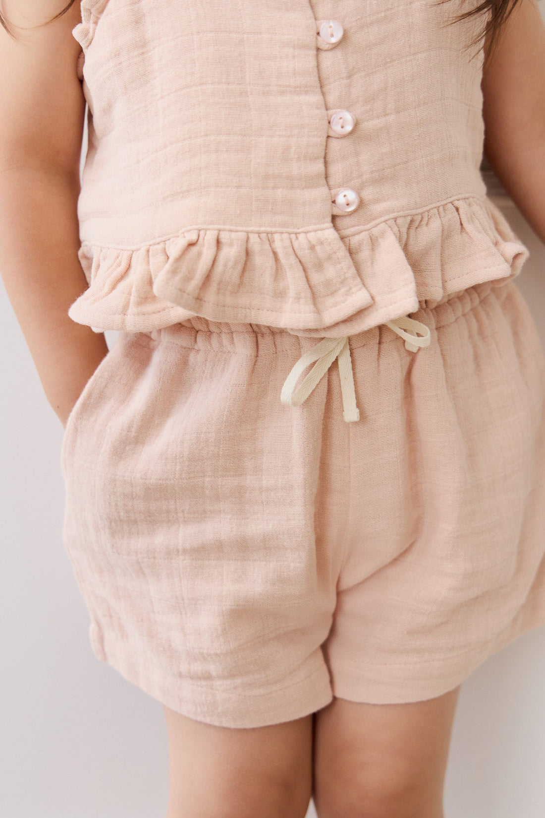 Organic Cotton Muslin Elodie Short - Chalky Pink Childrens Short from Jamie Kay Australia