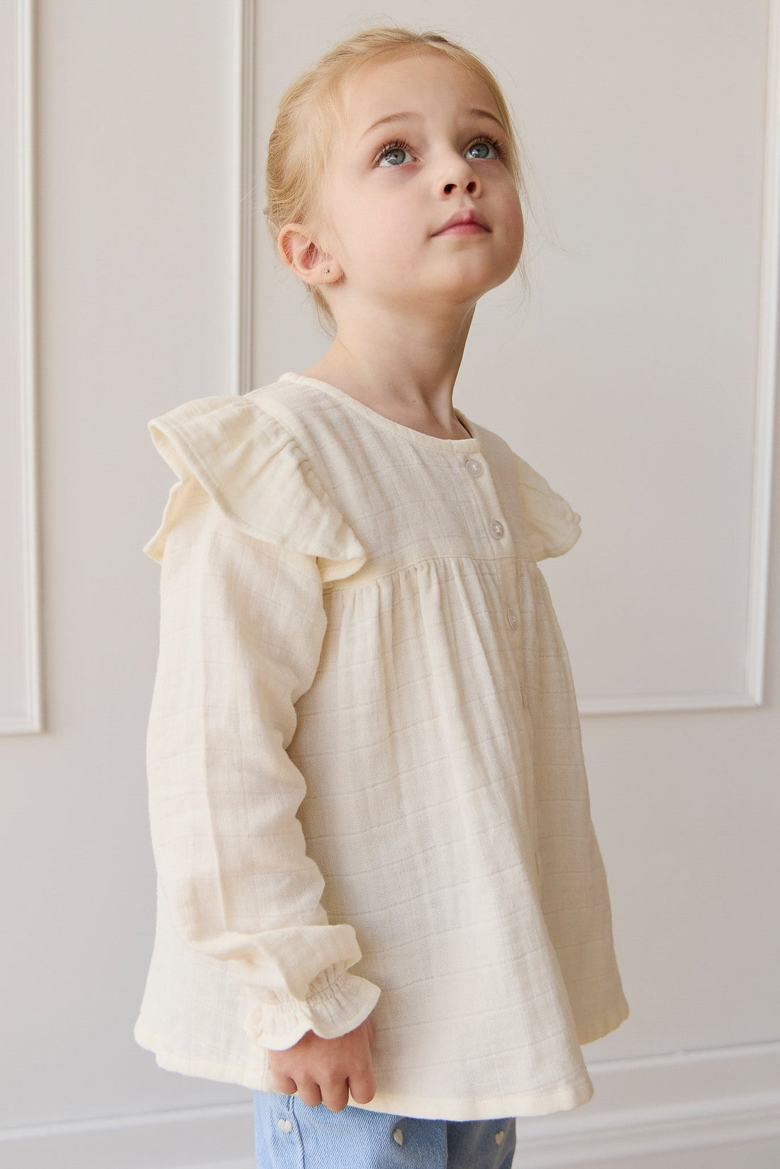Organic Cotton Muslin Ava Blouse - Parchment Childrens Top from Jamie Kay Australia
