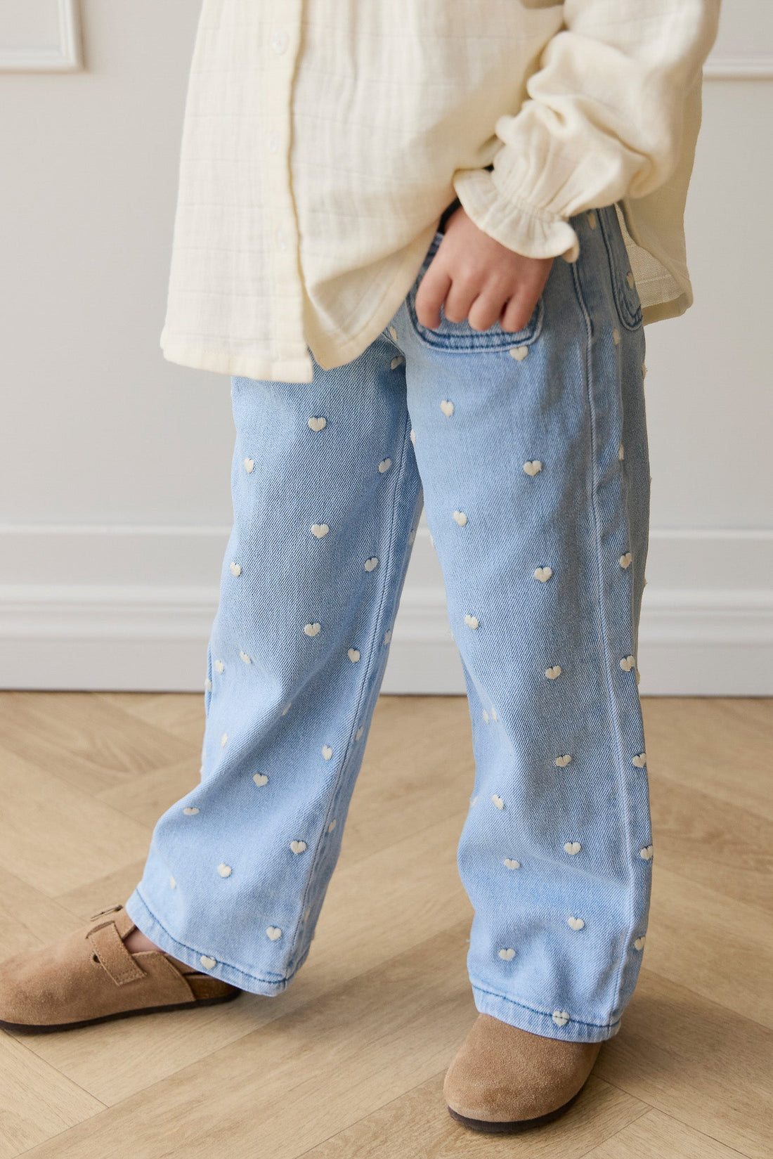 Yvette Pant - Petite Heart Denim Childrens Pant from Jamie Kay Australia